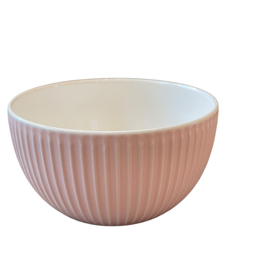 Rachel Zoe Pink Salad Bowls 6in Fluted Ceramic Set of 3 NEW